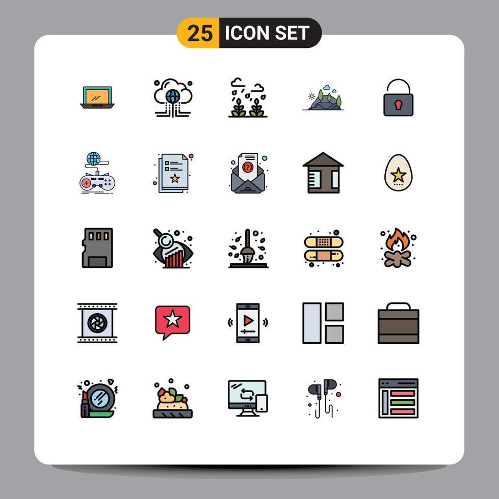 Set of 25 Modern UI Icons Symbols Signs for mountain landscape global hill leaf Editable Vector Design Elements