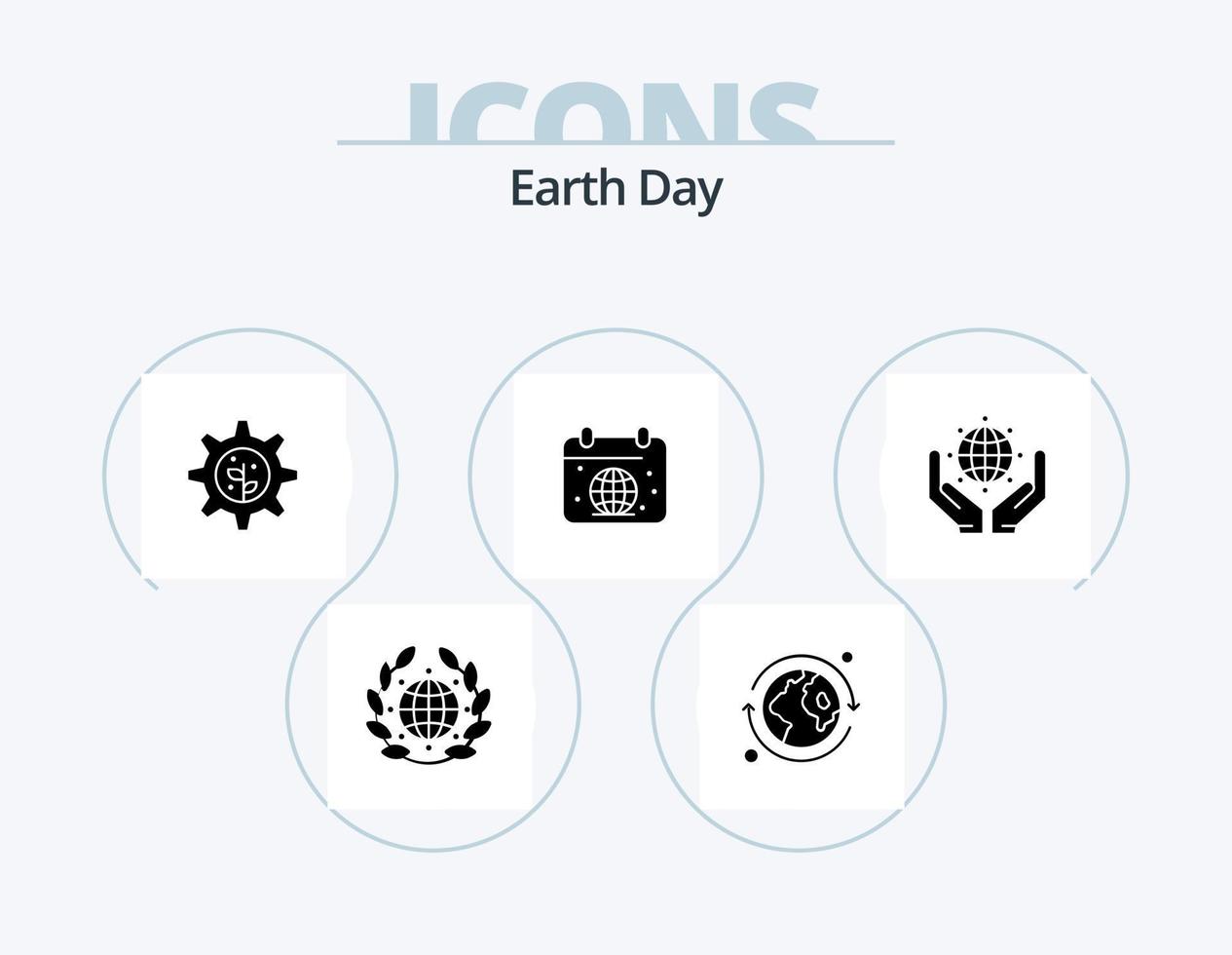 Earth Day Glyph Icon Pack 5 Icon Design. save the world. green. gear. world. earth vector