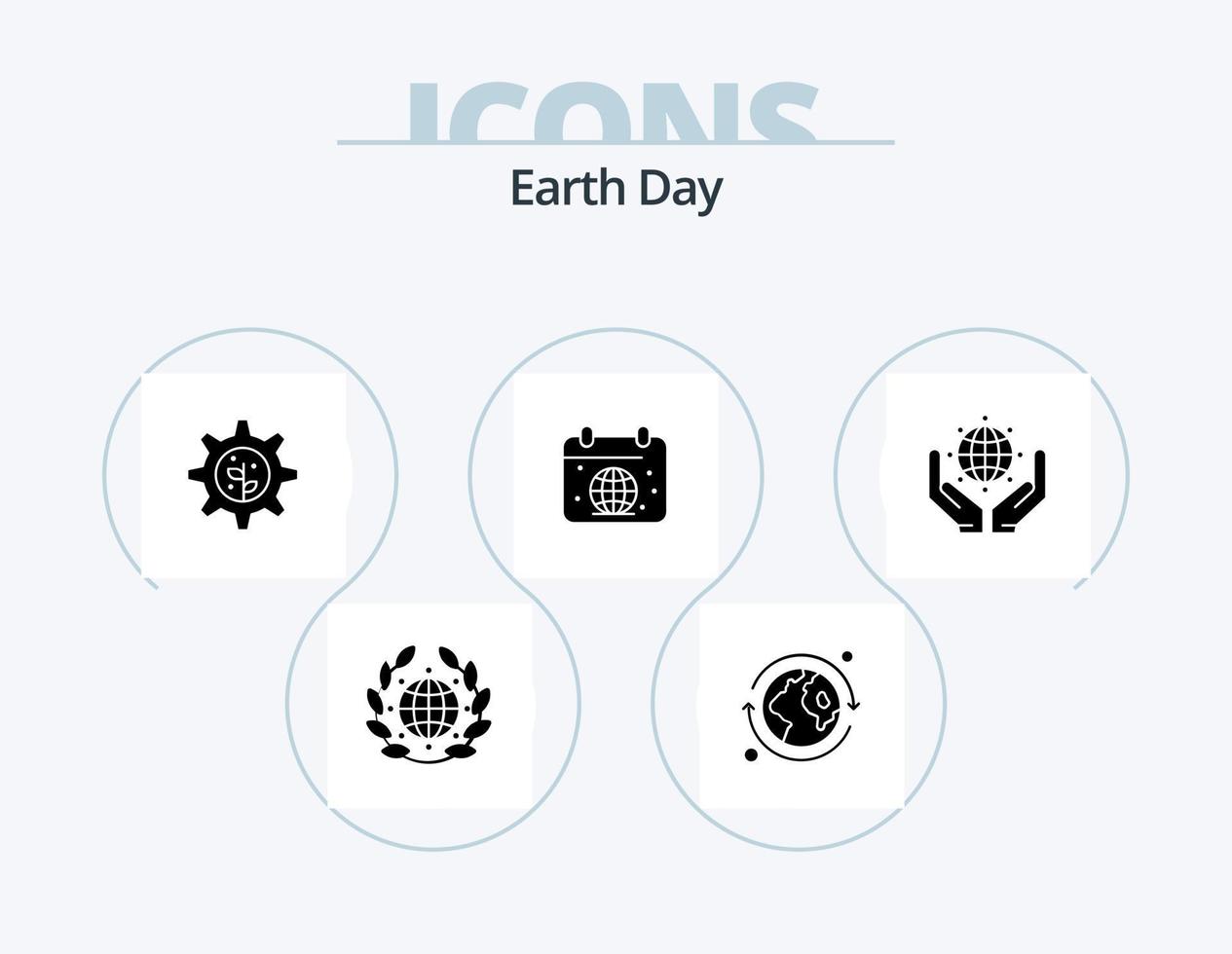 paquete de iconos de glifos del día de la tierra 5 diseño de iconos. salvar el mundo. verde. engranaje. mundo. tierra vector