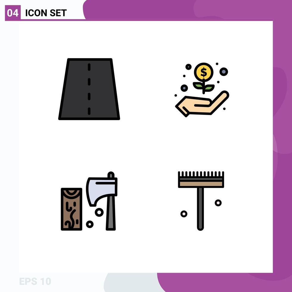 Stock Vector Icon Pack of 4 Line Signs and Symbols for driveway construction path dollar tool Editable Vector Design Elements