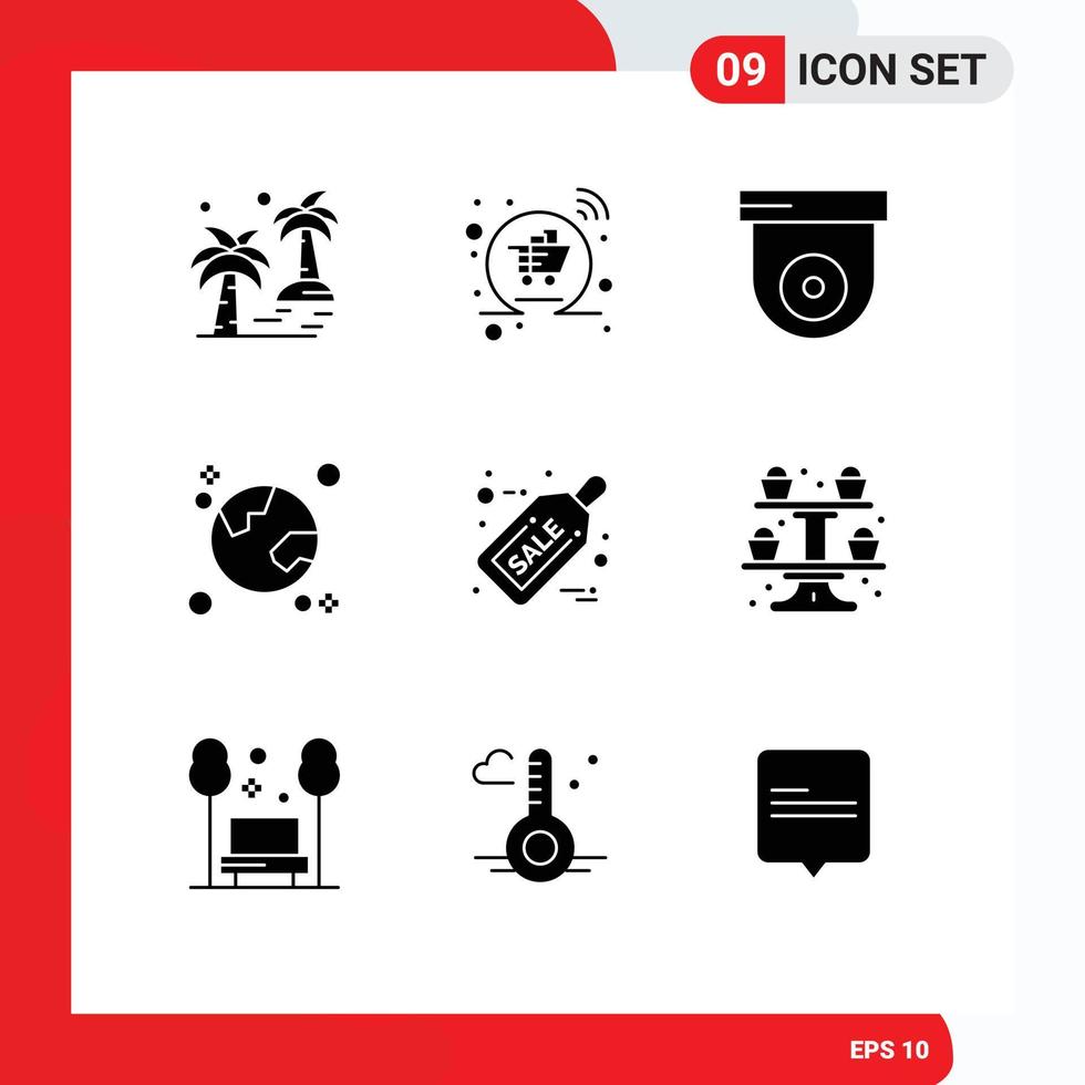 Universal Icon Symbols Group of 9 Modern Solid Glyphs of black friday globe shopping global browser Editable Vector Design Elements