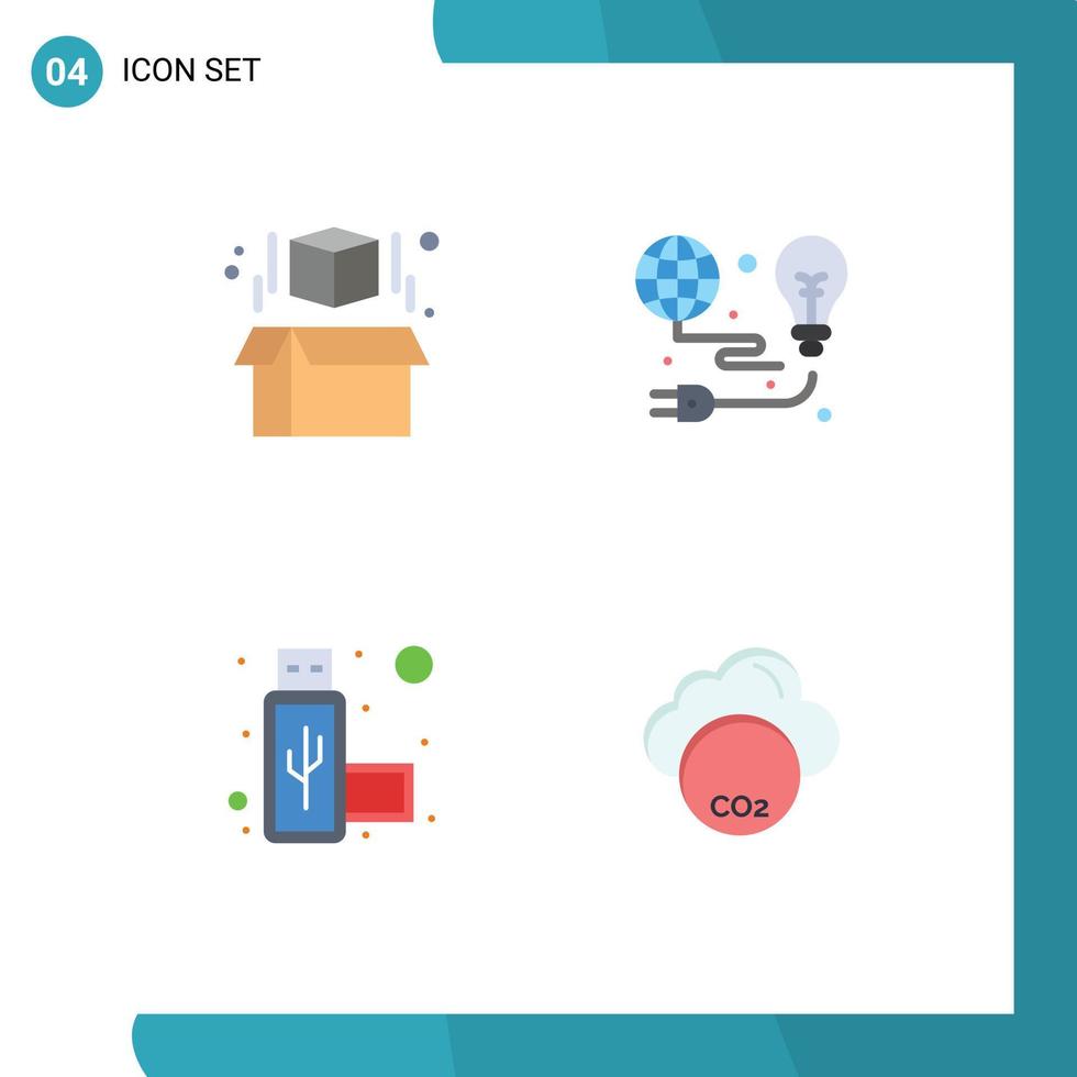 Pack of 4 creative Flat Icons of box port protection earth invironmental Editable Vector Design Elements