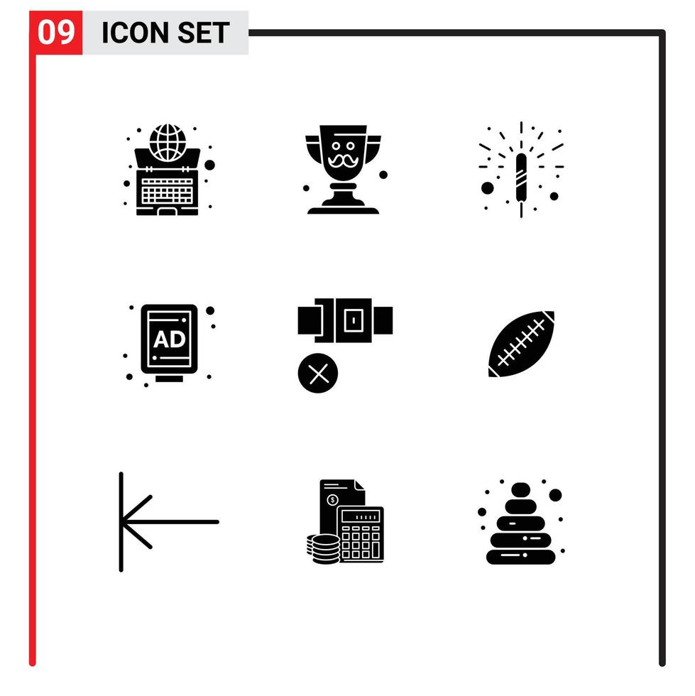 9 Universal Solid Glyph Signs Symbols of lock belt fathers day street ad Editable Vector Design Elements