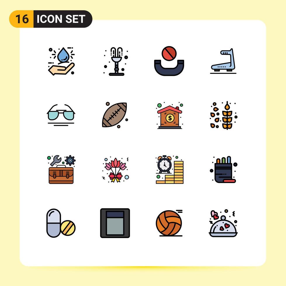 16 iconos creativos signos y símbolos modernos de vista galsses llamada cinta de correr que ejecuta elementos de diseño de vectores creativos editables