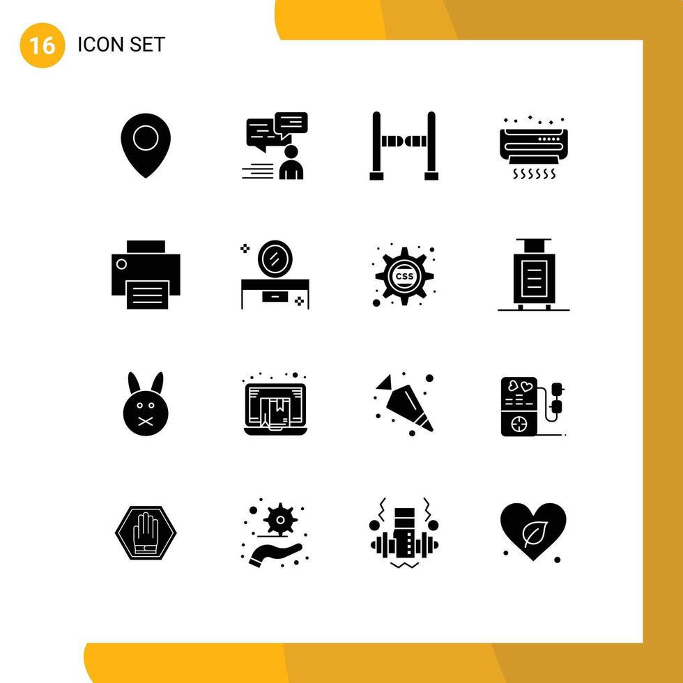 Universal Icon Symbols Group of 16 Modern Solid Glyphs of gadget computers entrance summer air Editable Vector Design Elements