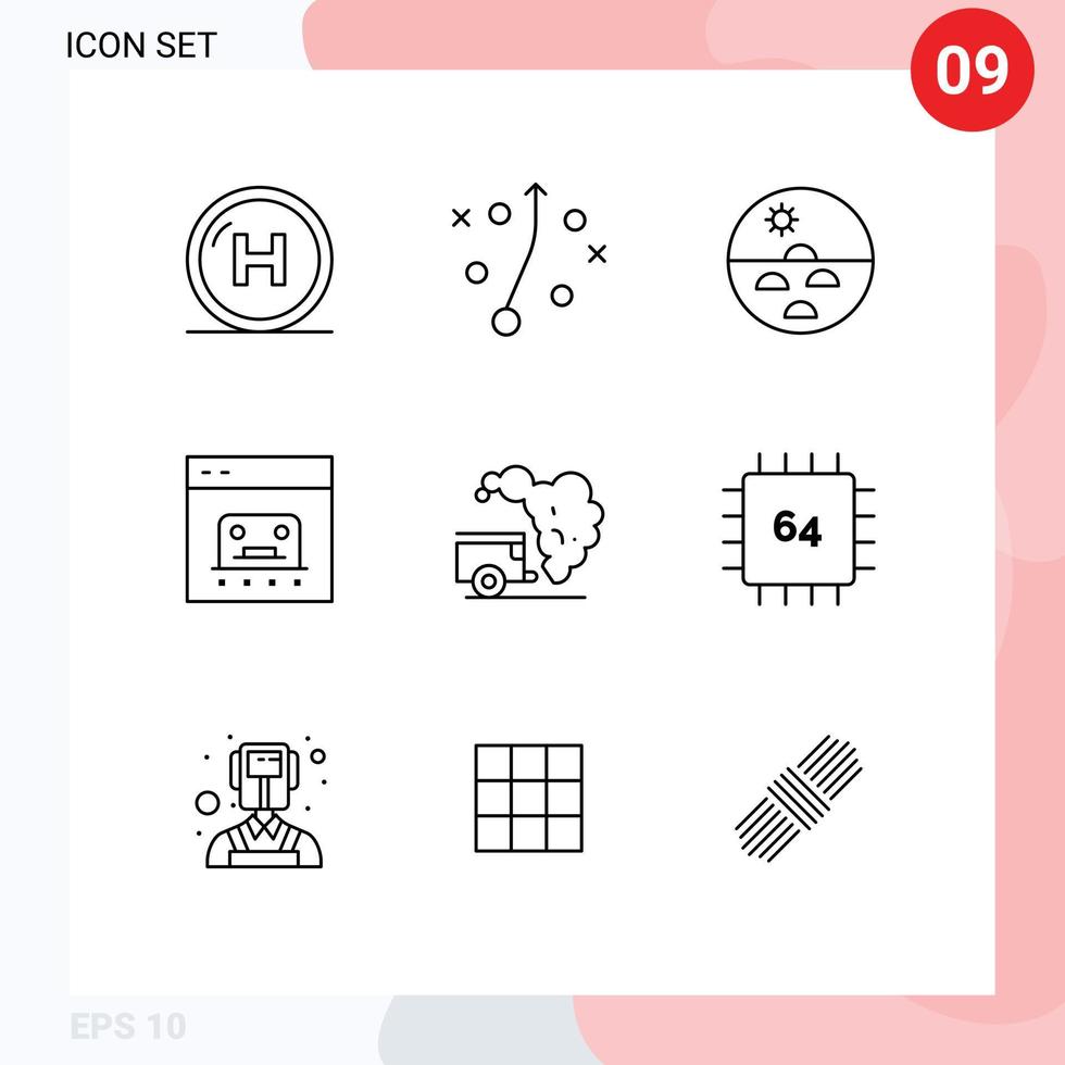 Editable Vector Line Pack of 9 Simple Outlines of payment finance dermatology business skin Editable Vector Design Elements