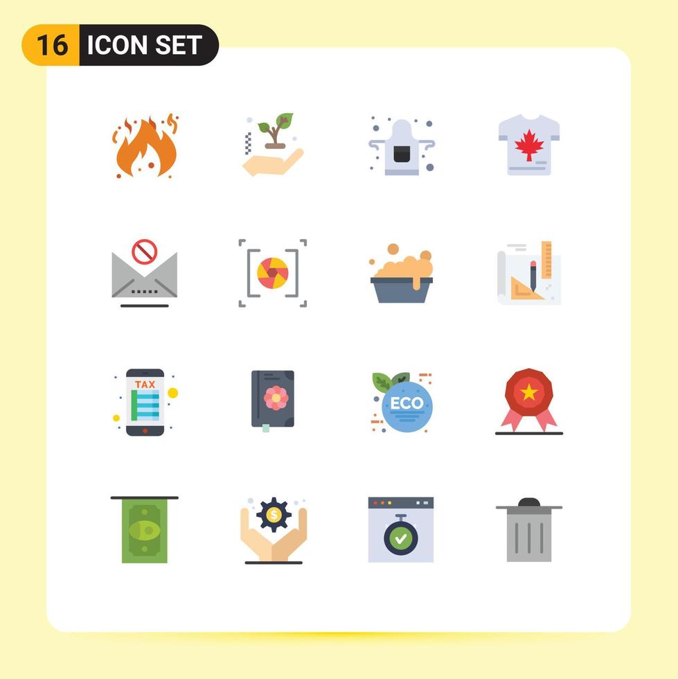 Pictogram Set of 16 Simple Flat Colors of message information kitchen email leaf Editable Pack of Creative Vector Design Elements