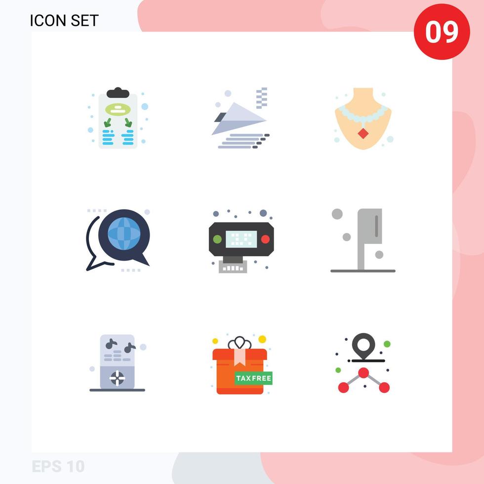 Modern Set of 9 Flat Colors and symbols such as data message diamond global discussion Editable Vector Design Elements