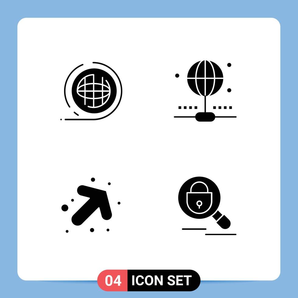 Universal Solid Glyphs Set for Web and Mobile Applications earth up shaping internet search Editable Vector Design Elements