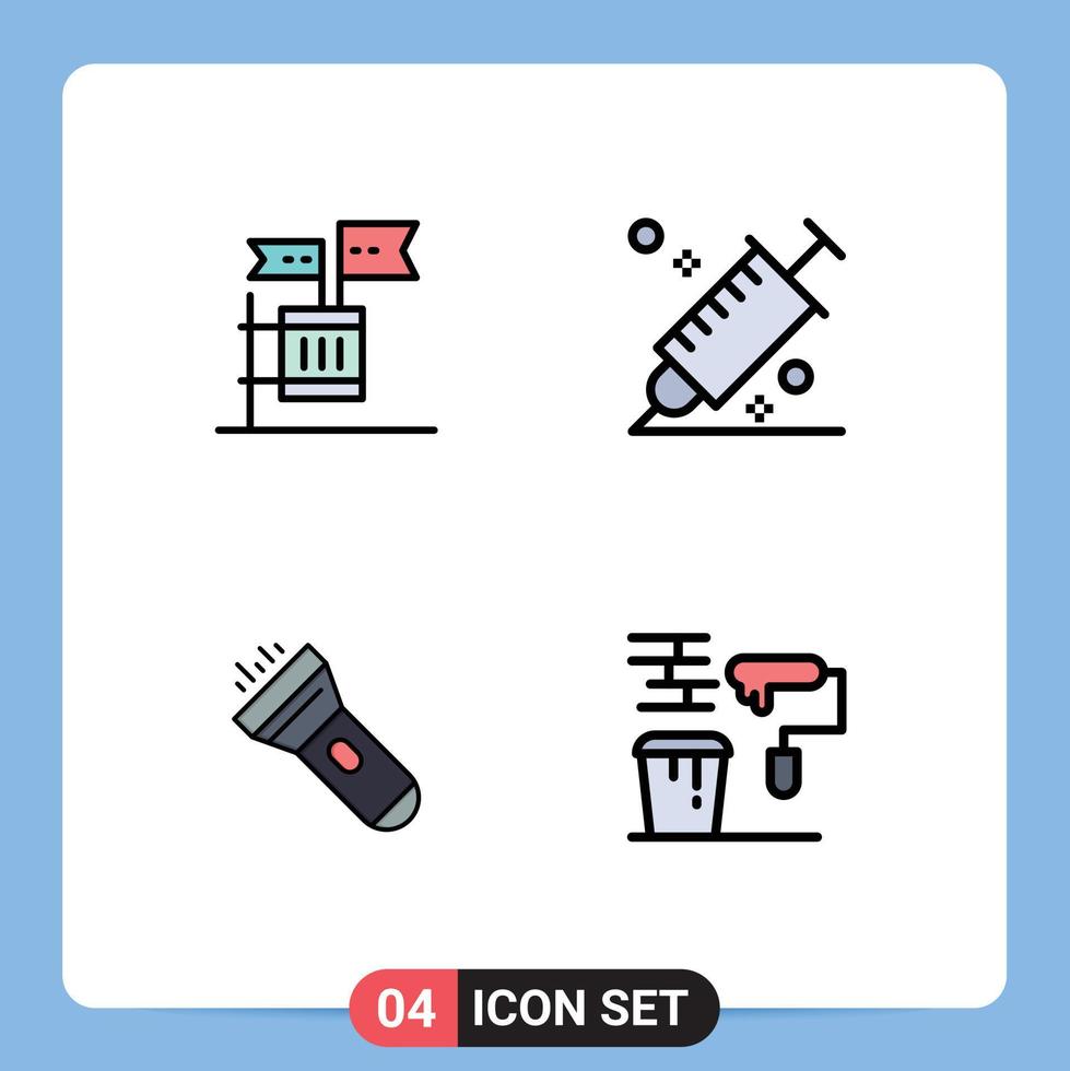 4 Universal Filledline Flat Colors Set for Web and Mobile Applications ballot tool garbage colour light Editable Vector Design Elements