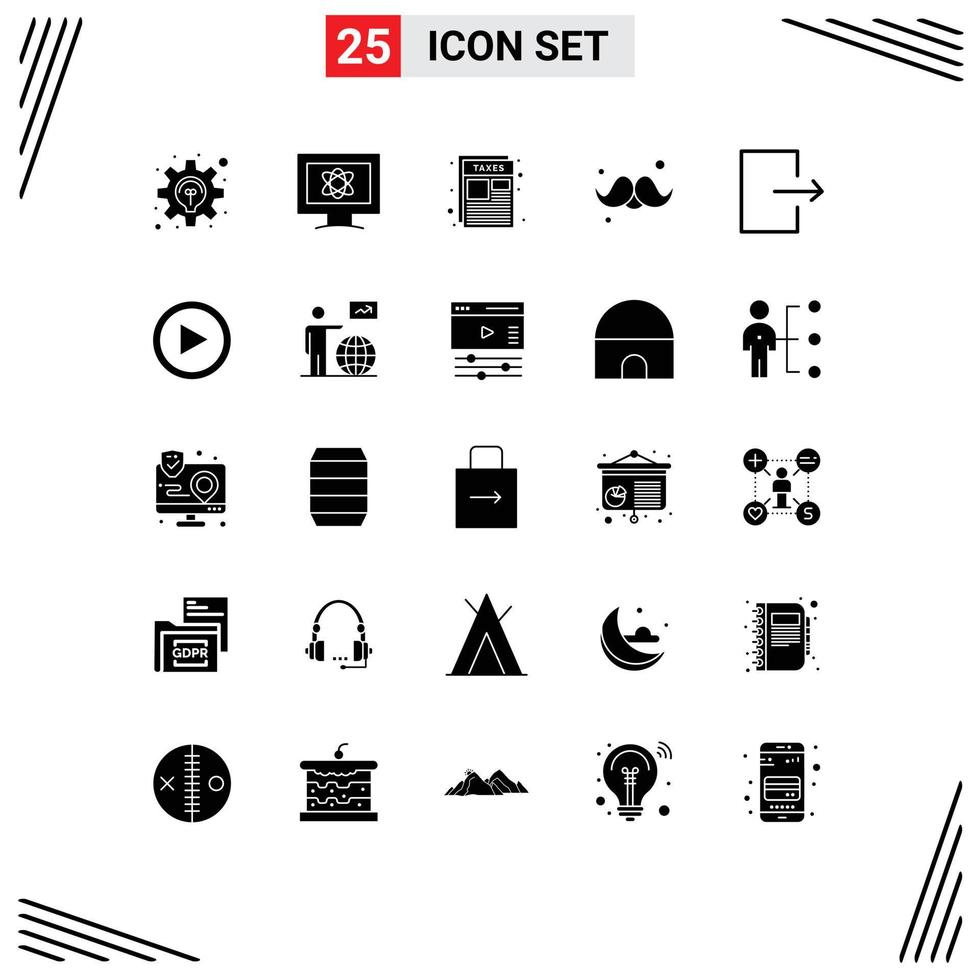 Mobile Interface Solid Glyph Set of 25 Pictograms of arrow fathers day document father accessories Editable Vector Design Elements