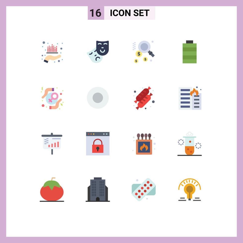 16 User Interface Flat Color Pack of modern Signs and Symbols of rights protect dollar feminist electric Editable Pack of Creative Vector Design Elements