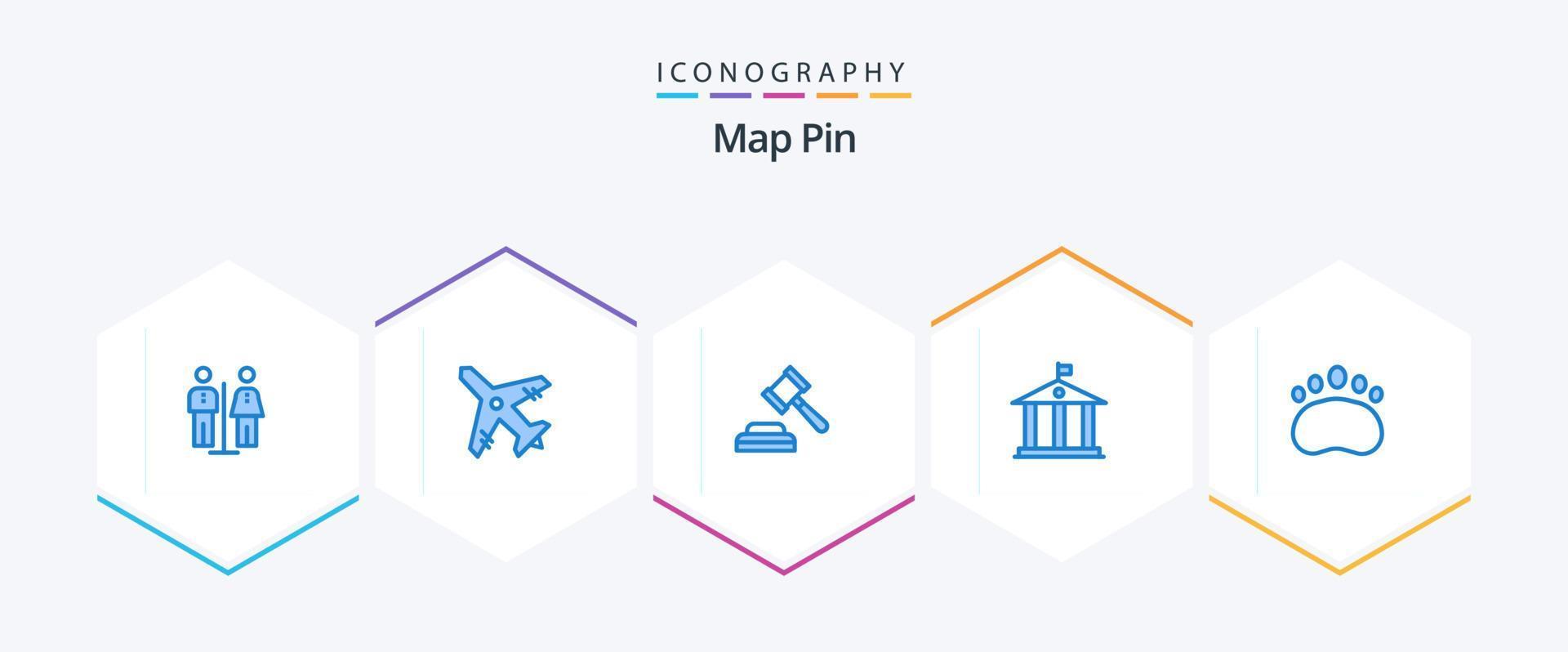 Map Pin 25 Blue icon pack including . footprint. judge. clutches. money vector