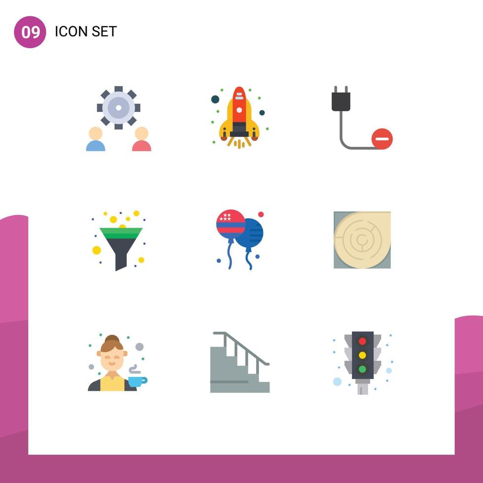 Stock Vector Icon Pack of 9 Line Signs and Symbols for bloons sort computers funnel power Editable Vector Design Elements