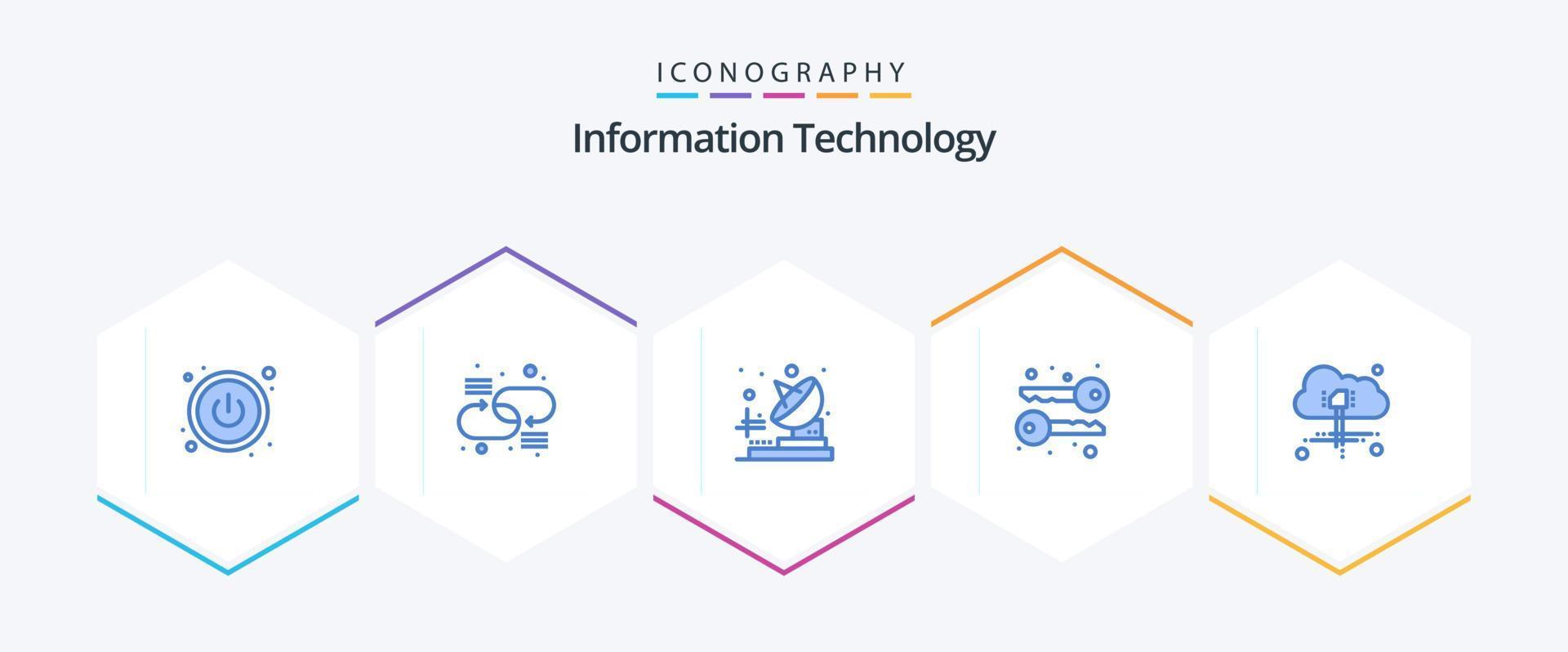 Information Technology 25 Blue icon pack including . . transmitter. power. cloud vector