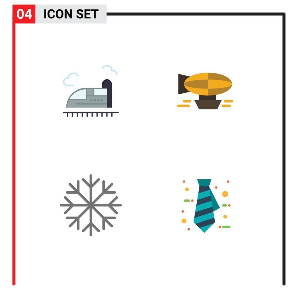 Group of 4 Modern Flat Icons Set for bullet travel speed balloon snow Editable Vector Design Elements