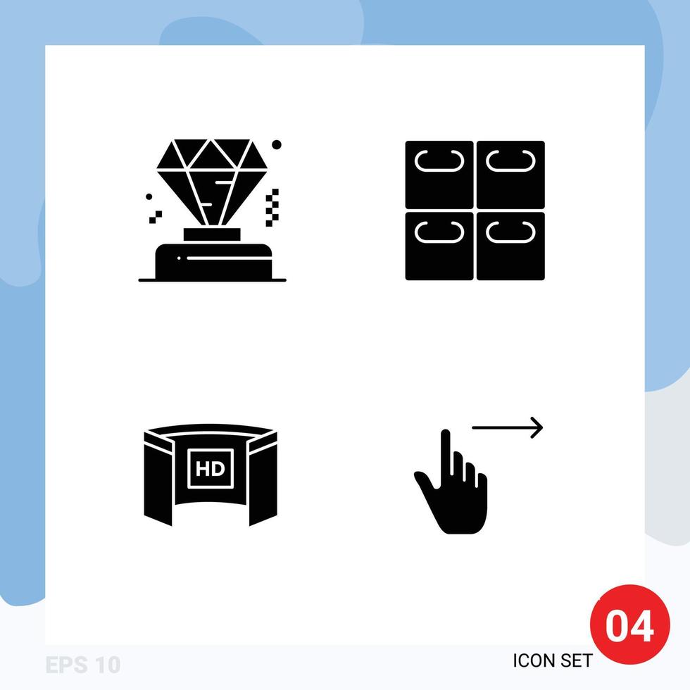 Solid Glyph Pack of Universal Symbols of business screencinema rolls cinematography finger Editable Vector Design Elements