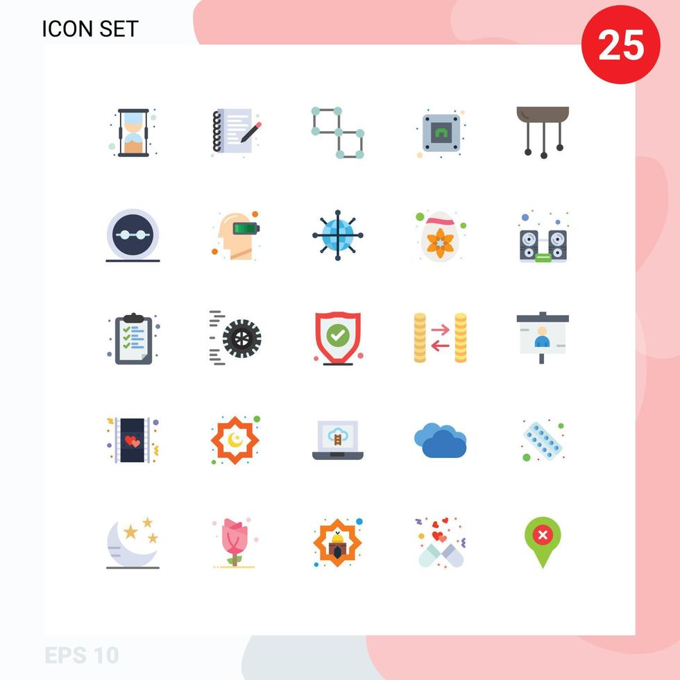 Modern Set of 25 Flat Colors and symbols such as interior decorations connection chandelier socket Editable Vector Design Elements