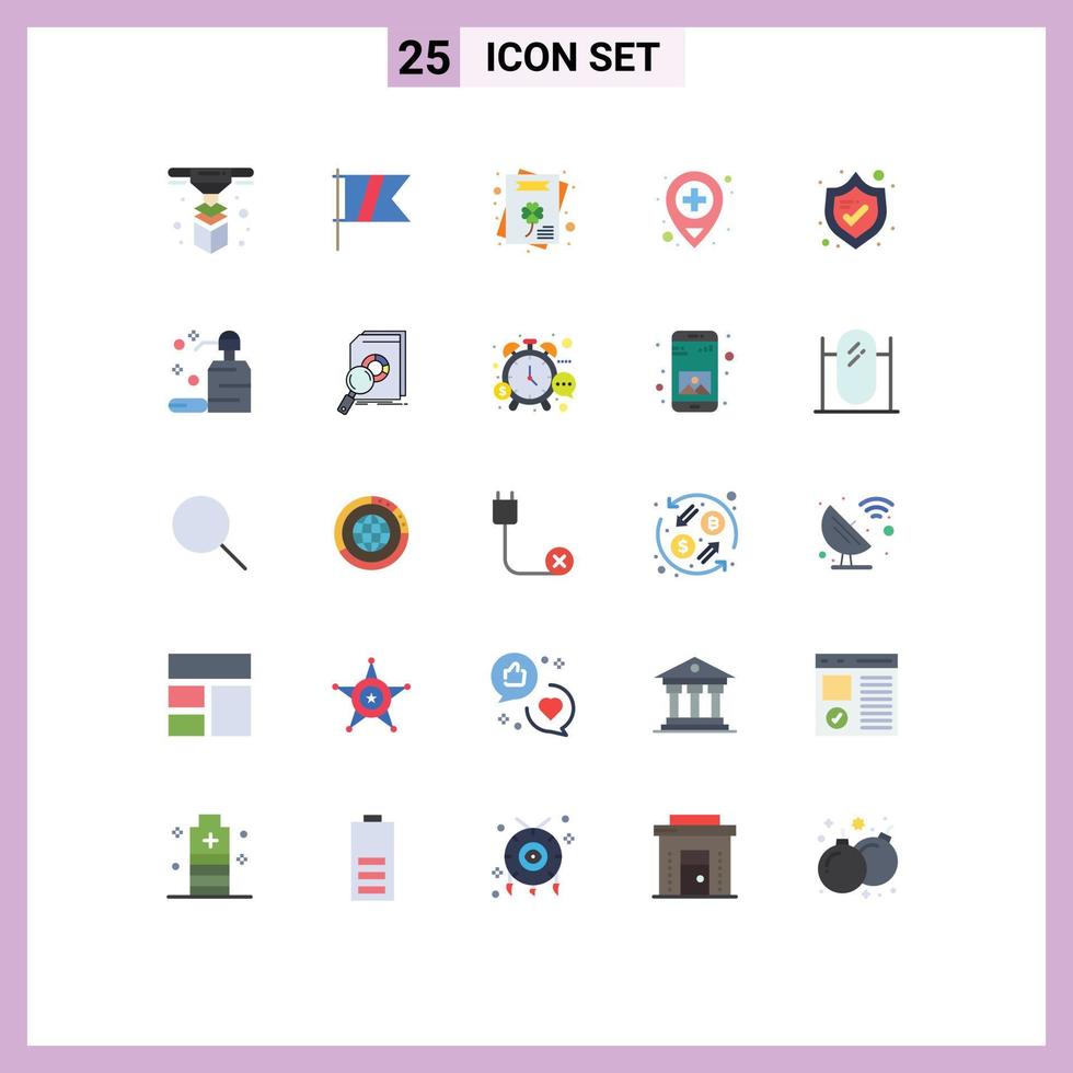 Group of 25 Modern Flat Colors Set for care security cultures protection location Editable Vector Design Elements