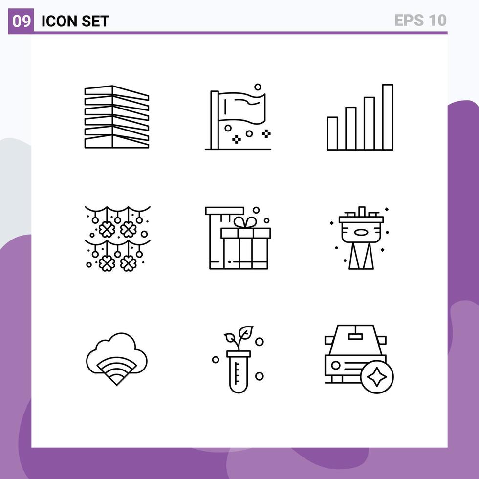 Pack of 9 creative Outlines of saint patrick garland global culture signal Editable Vector Design Elements
