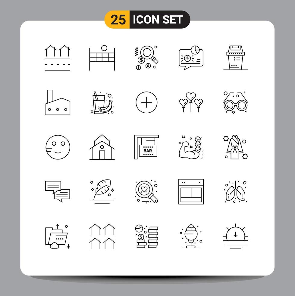 paquete de iconos de vector de stock de 25 signos y símbolos de línea para elementos de diseño de vector editables de comunicación de mensaje de dólar de pago de equipo