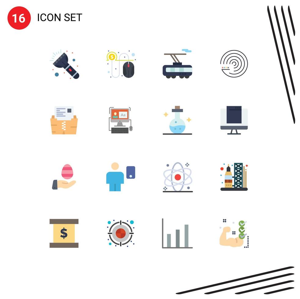 Flat Color Pack of 16 Universal Symbols of document zip smart scince model Editable Pack of Creative Vector Design Elements