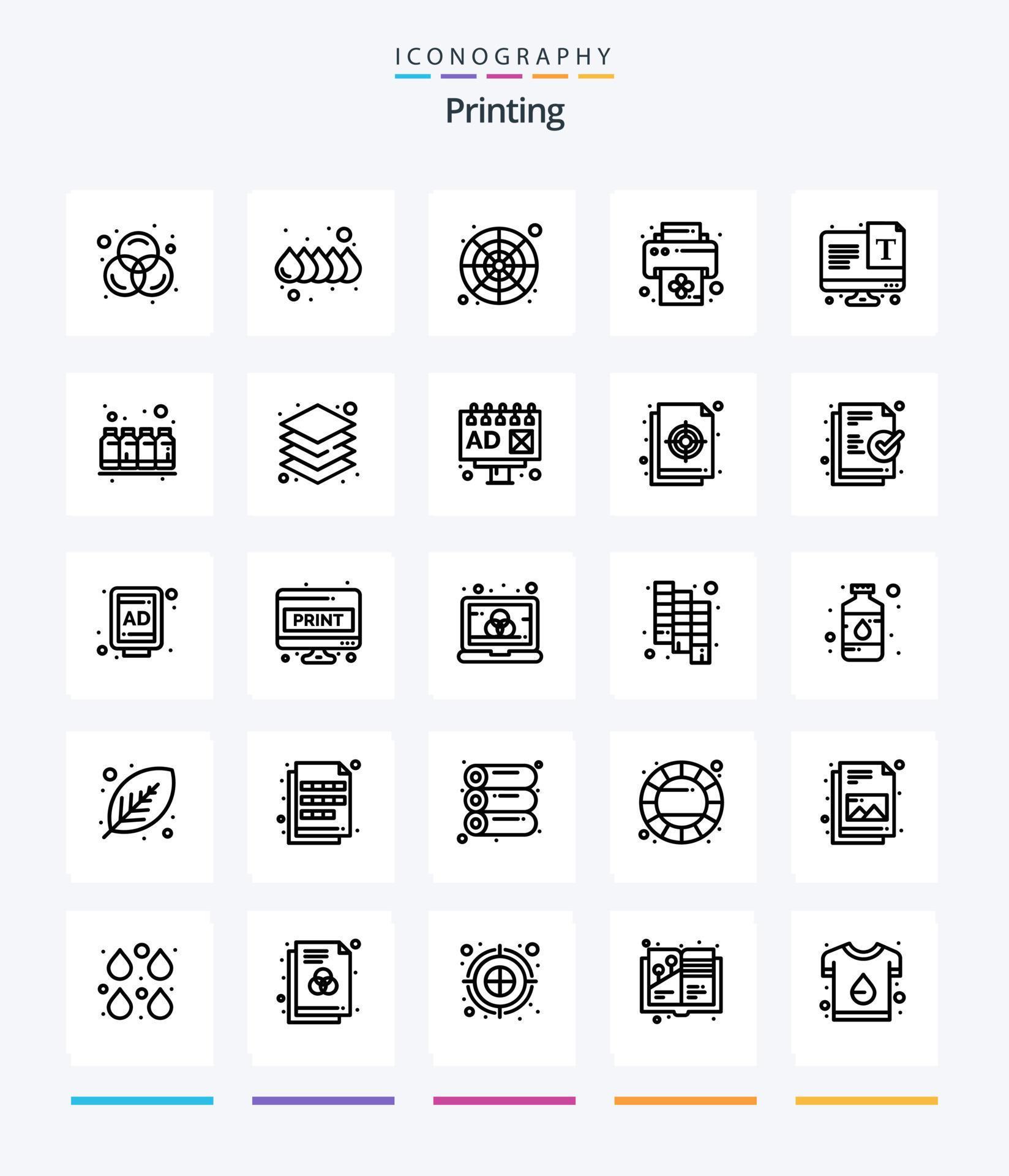 Creative Printing 25 OutLine icon pack Such As font. text. color ...