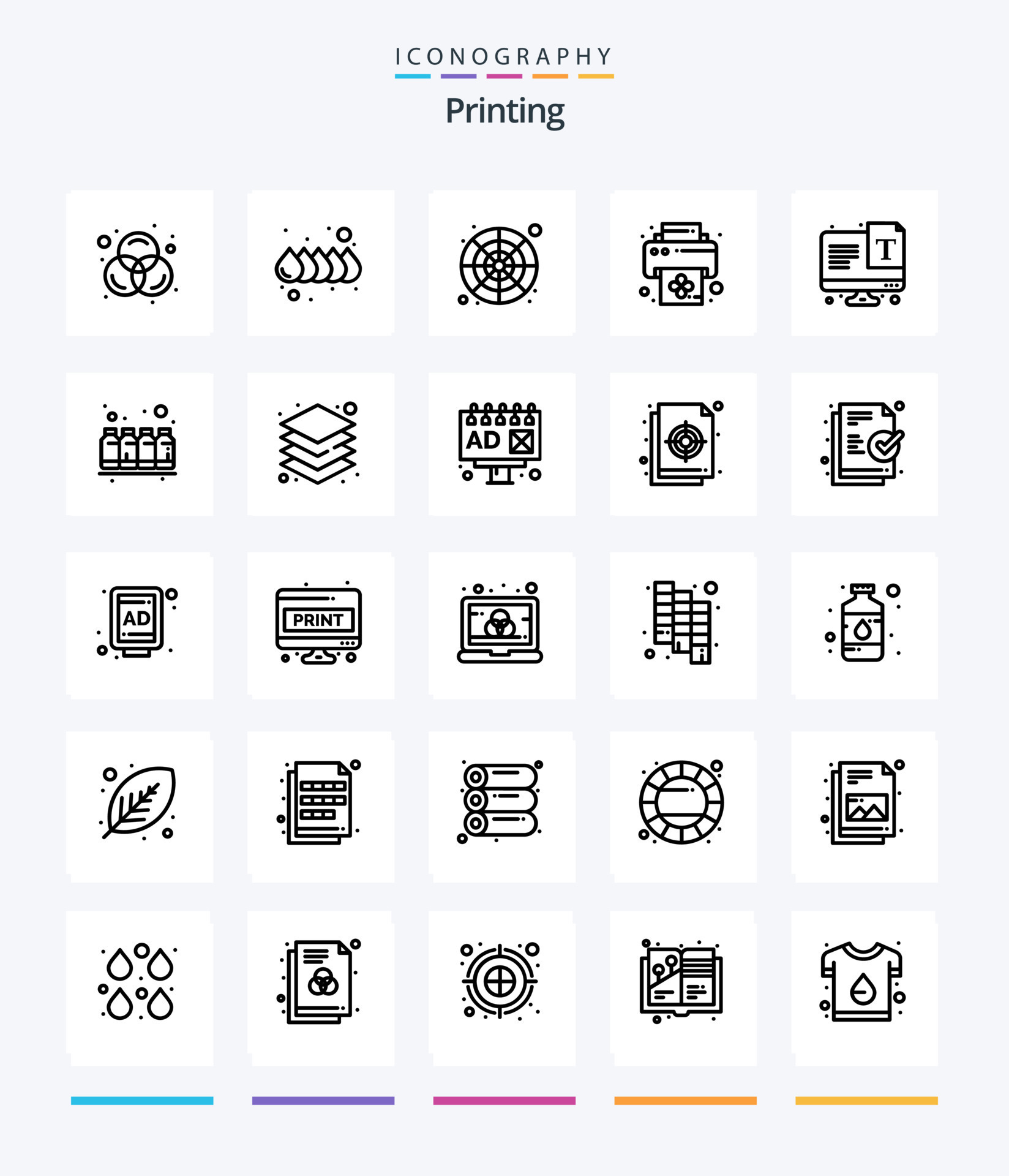 Creative Printing 25 OutLine icon pack Such As font. text. color ...