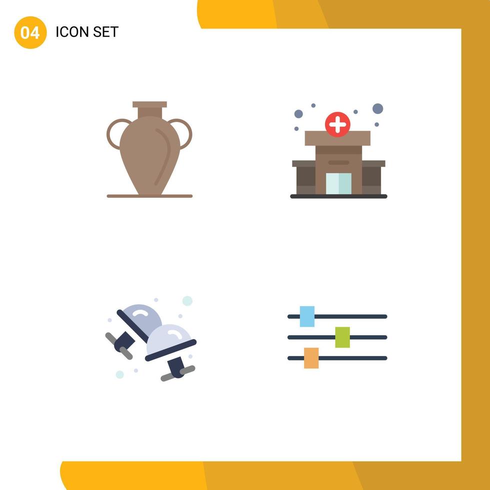 Modern Set of 4 Flat Icons and symbols such as culture cufflink nation hospital jewelry Editable Vector Design Elements