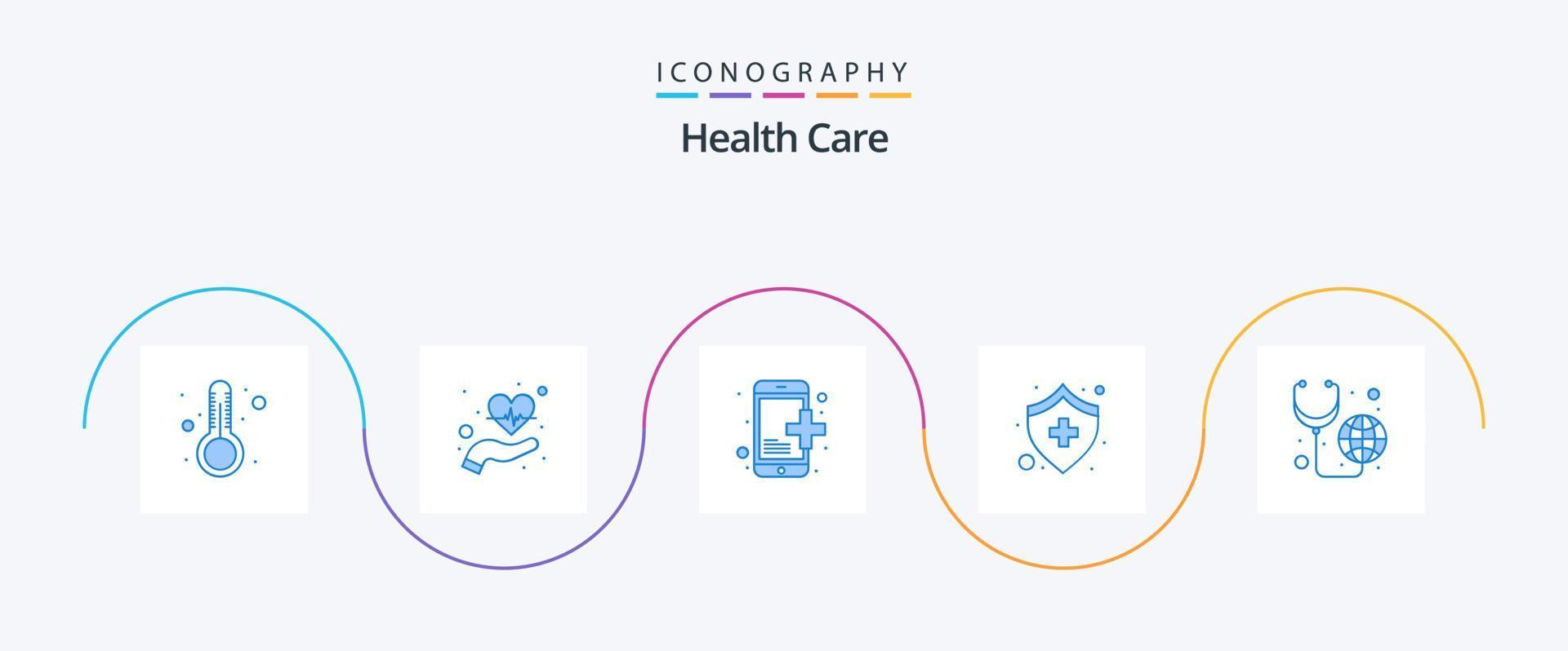 Health Care Blue 5 Icon Pack Including health care. app. shield. medical vector
