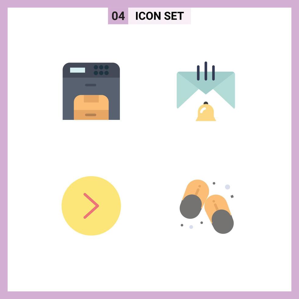 conjunto de 4 paquetes de iconos planos comerciales para copia flecha impresora contacto elementos de diseño vectorial editables a la derecha vector