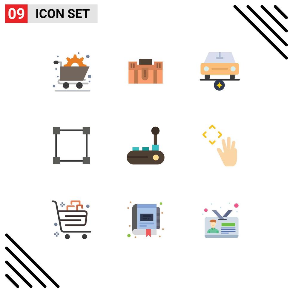 9 iconos creativos, signos y símbolos modernos de vehículos de cartera de rutas rectangulares, importantes elementos de diseño vectorial editables vector