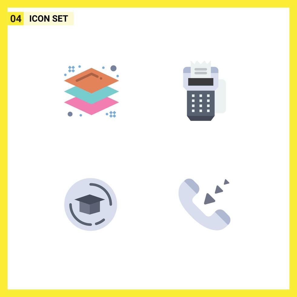 4 Creative Icons Modern Signs and Symbols of design education card machine call Editable Vector Design Elements