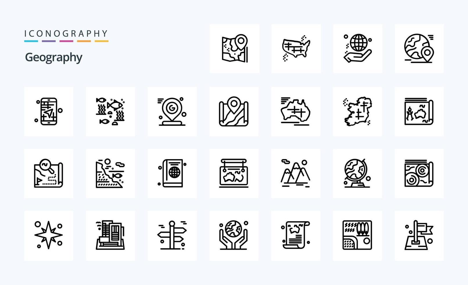 25 Geo Graphy Line icon pack vector