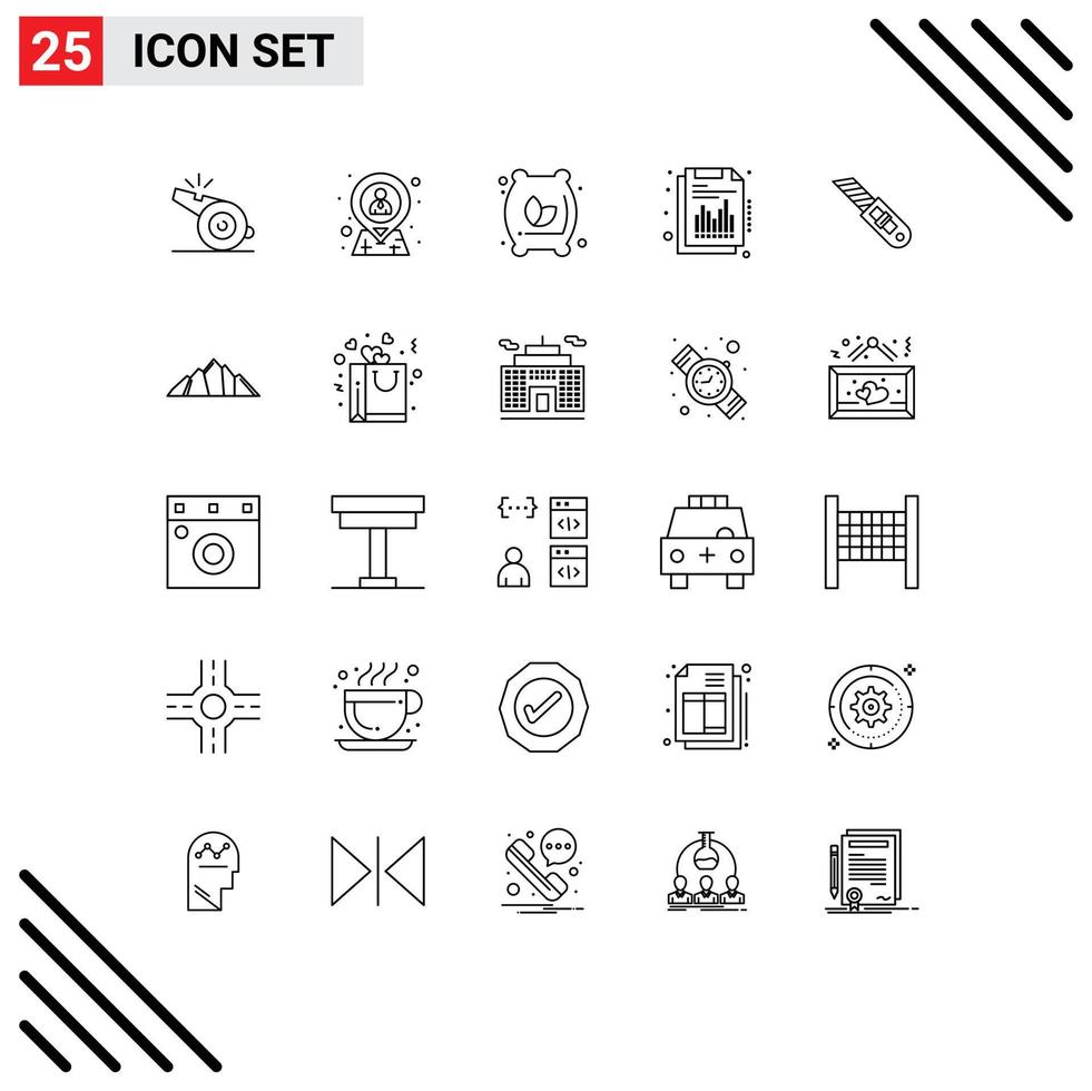 25 iconos creativos signos y símbolos modernos de cuchillo recursos trimestrales alimentos financieros elementos de diseño vectorial editables vector