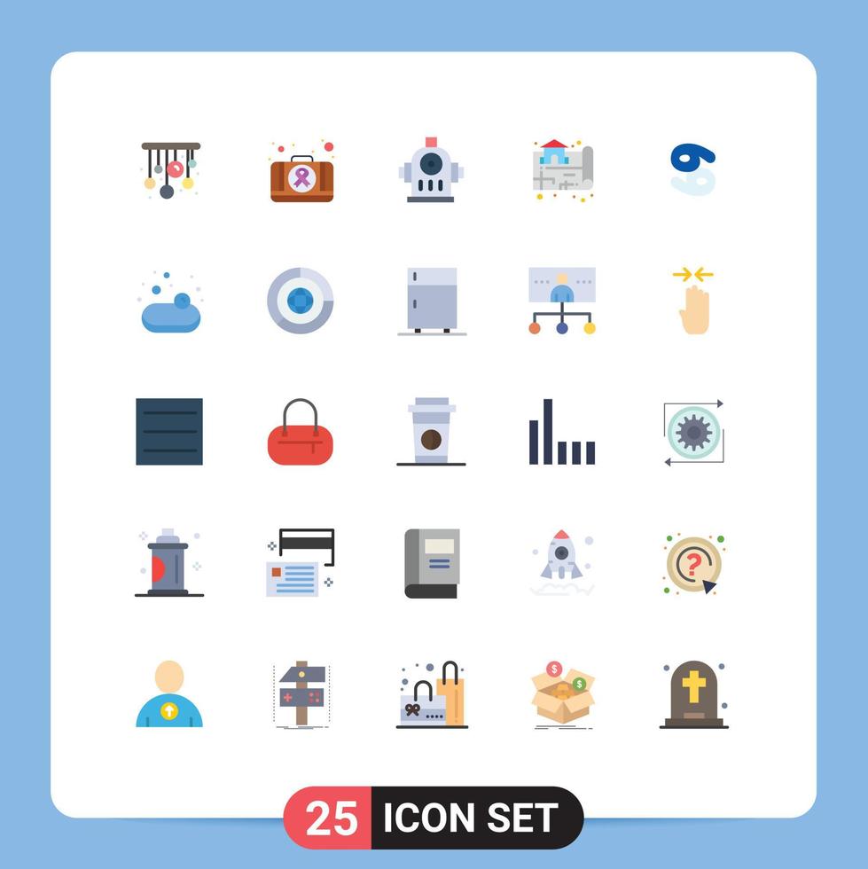 Universal Icon Symbols Group of 25 Modern Flat Colors of greece cancer hydrant astrology map Editable Vector Design Elements