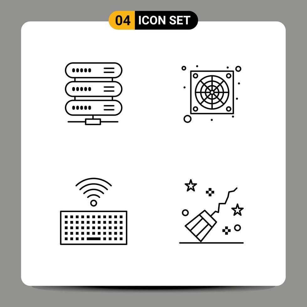 Pack of 4 Modern Filledline Flat Colors Signs and Symbols for Web Print Media such as computing keys storage fan halloween Editable Vector Design Elements