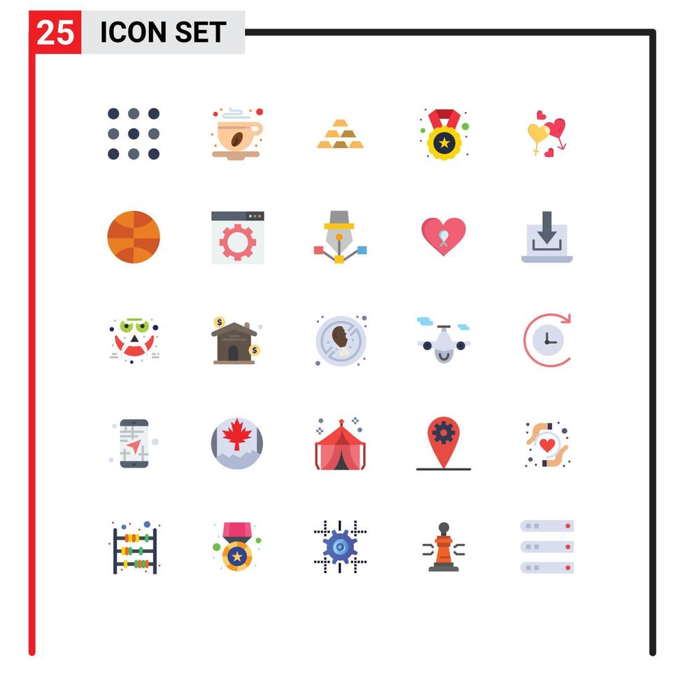 Set of 25 Vector Flat Colors on Grid for badge reward bars medal reserve Editable Vector Design Elements