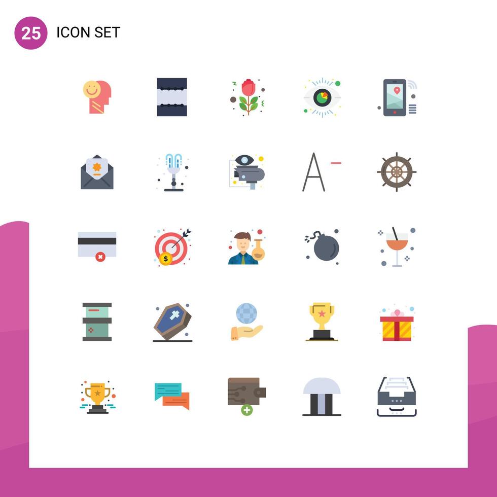 Modern Set of 25 Flat Colors and symbols such as share iot red internet visibility Editable Vector Design Elements