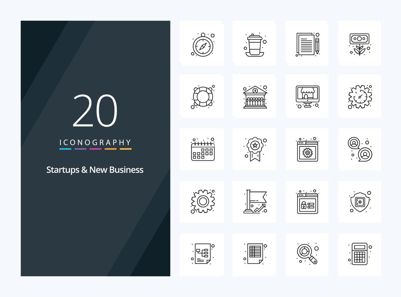 20 Startups And New Business Outline icon for presentation vector