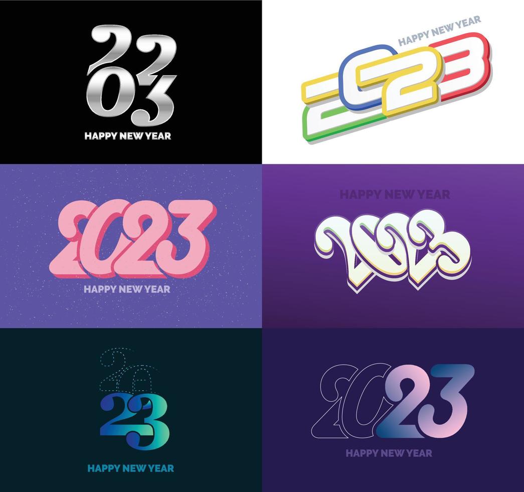 Big Set of 2023 Happy New Year logo text design 2023 number design template vector