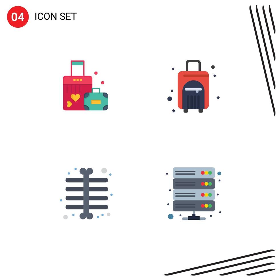 Editable Vector Line Pack of 4 Simple Flat Icons of briefcase ray wedding travel data Editable Vector Design Elements