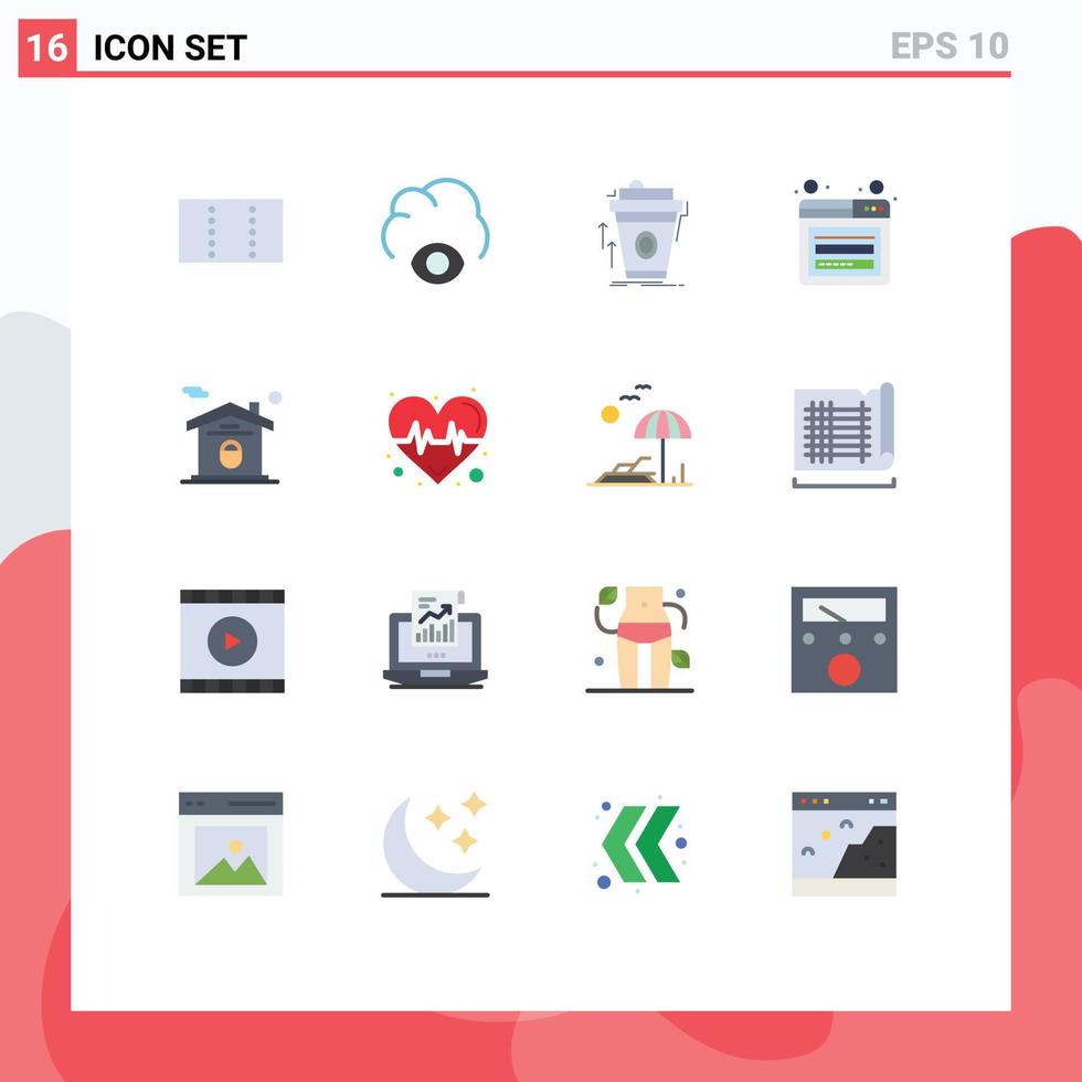 Modern Set of 16 Flat Colors and symbols such as real estate house cup home page Editable Pack of Creative Vector Design Elements