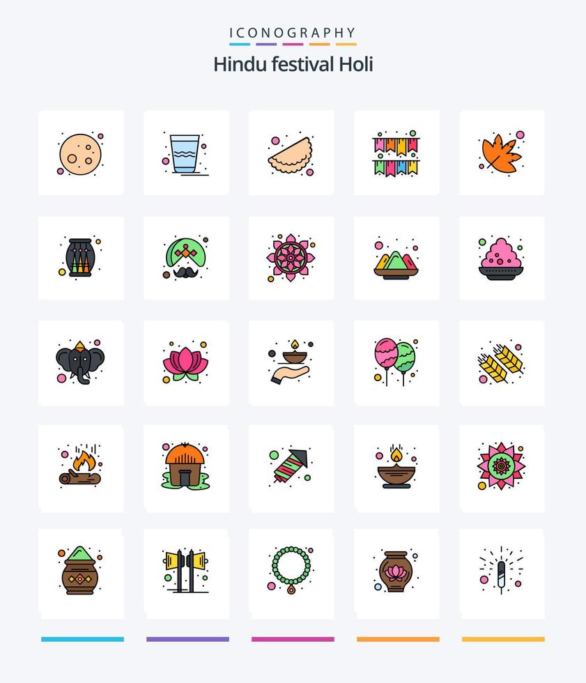 Creative Holi 25 Line FIlled icon pack  Such As music. nature. matrhri. marijuana. party vector