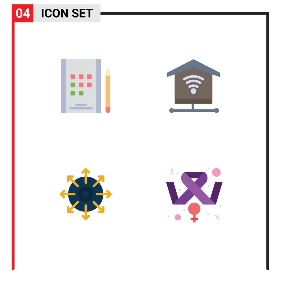 User Interface Pack of 4 Basic Flat Icons of book success security target breast cancer Editable Vector Design Elements