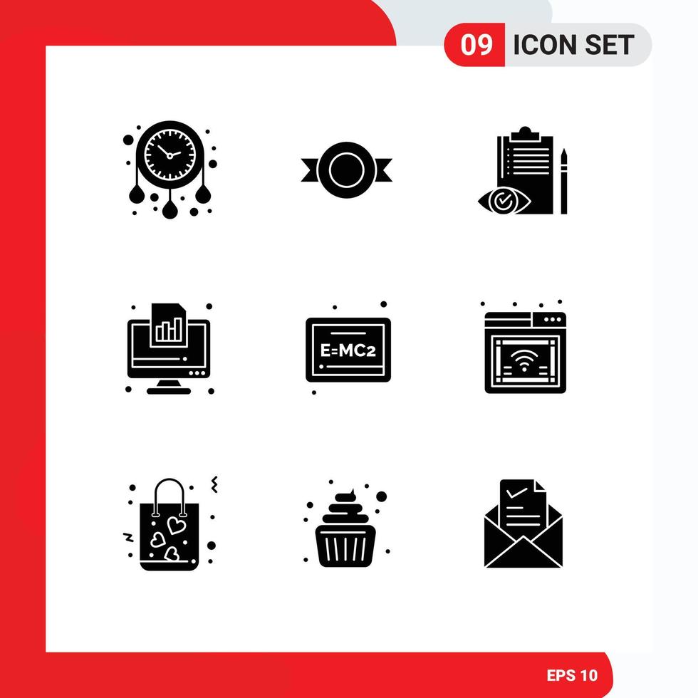 Modern Set of 9 Solid Glyphs Pictograph of board graph backlog financial business Editable Vector Design Elements