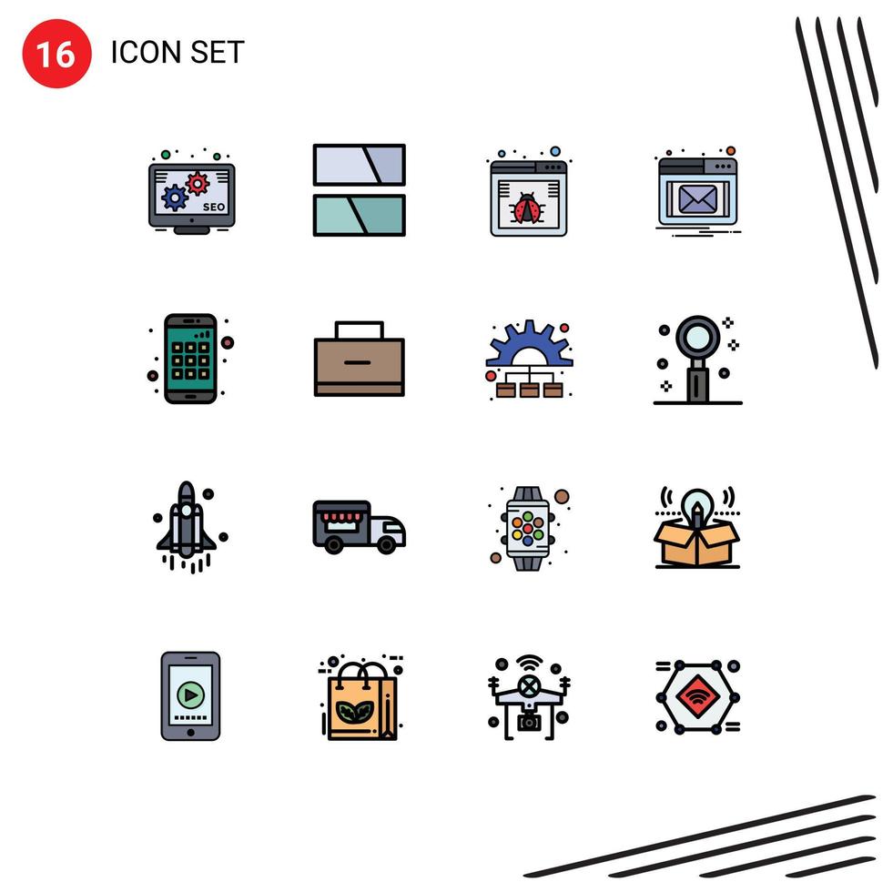 Stock Vector Icon Pack of 16 Line Signs and Symbols for bag device bug app notification Editable Creative Vector Design Elements