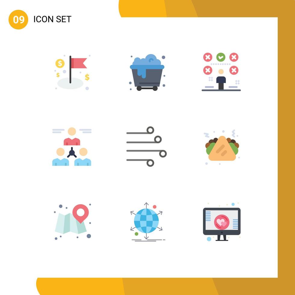 Modern Set of 9 Flat Colors Pictograph of air team paper group connect Editable Vector Design Elements