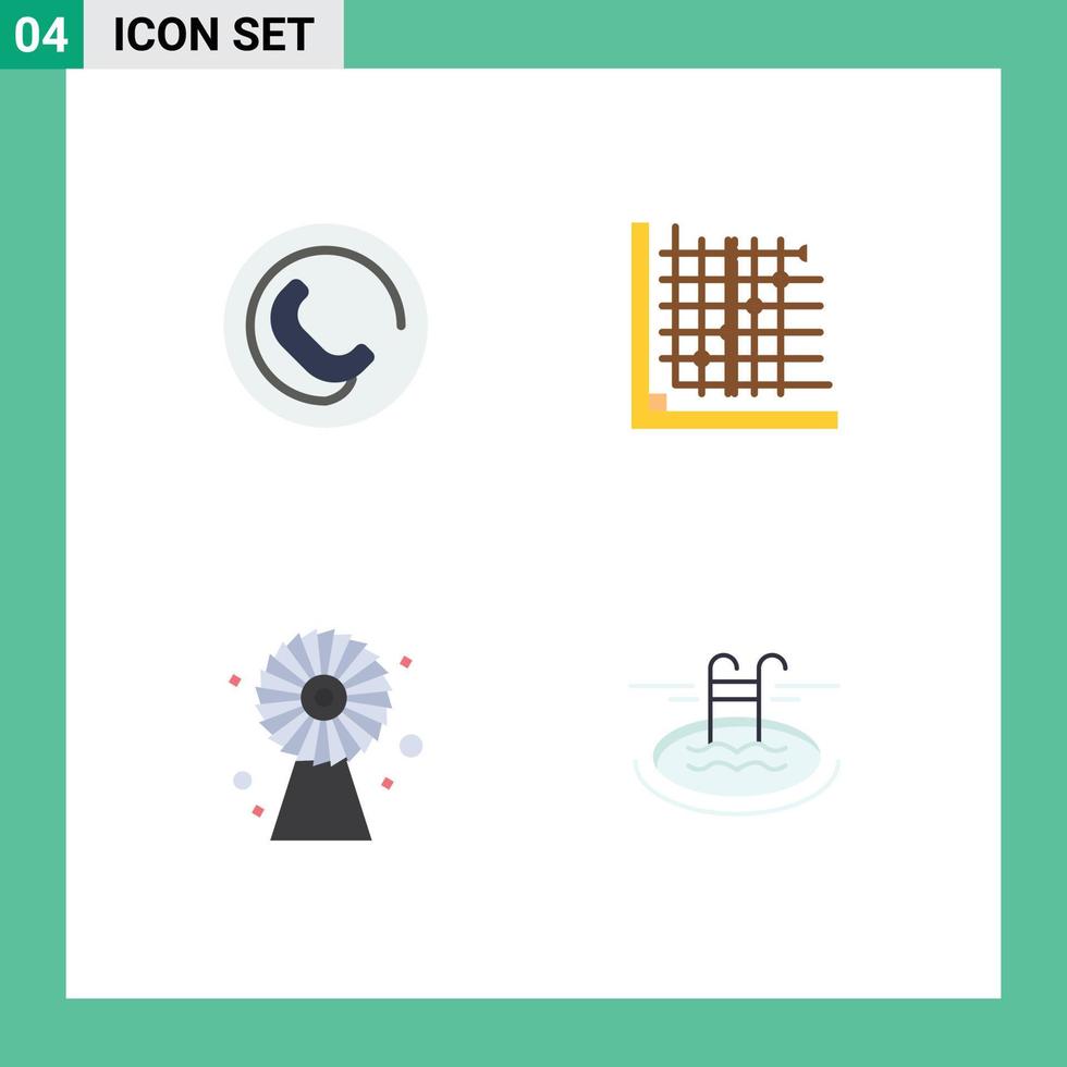 Pack of 4 creative Flat Icons of contact ecologic color form technology Editable Vector Design Elements