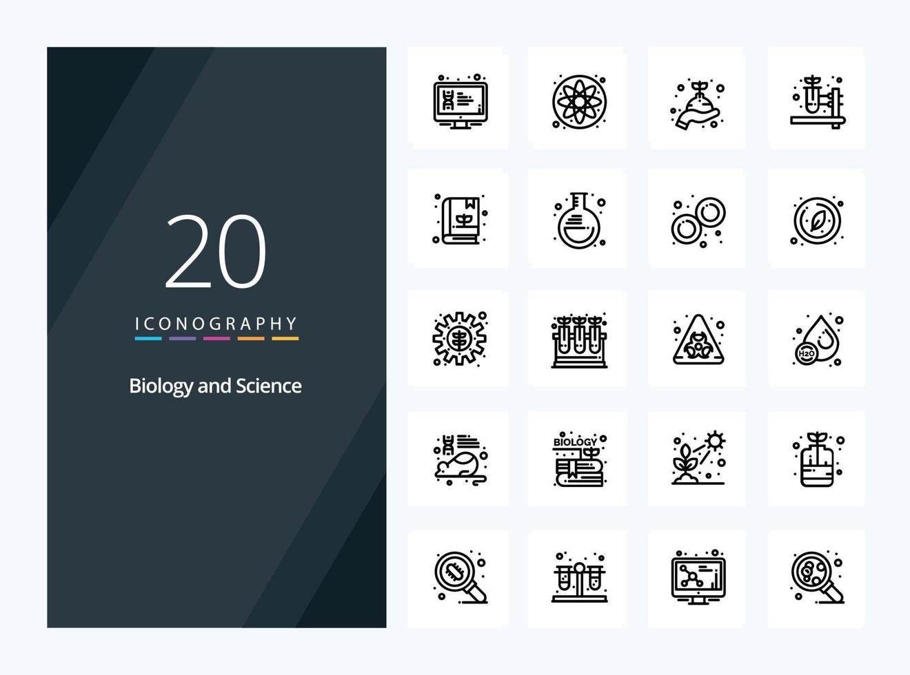 20 Biology Outline icon for presentation vector